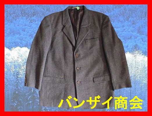 高級◆Papasパパス 3釦ツイードウールジャケット L/日本製
