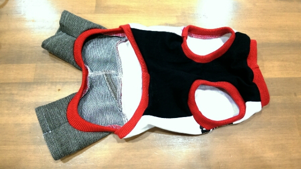 ☆犬服☆ Mサイズ　radioプリントブラウンデニムつなぎ_3