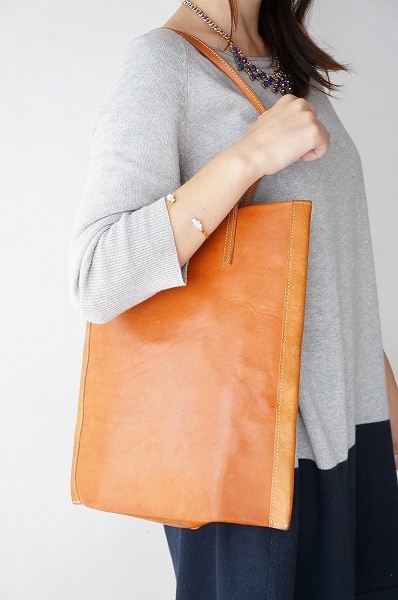 ○ソメス SOMES 高級レザー トートバッグ 茶 J09