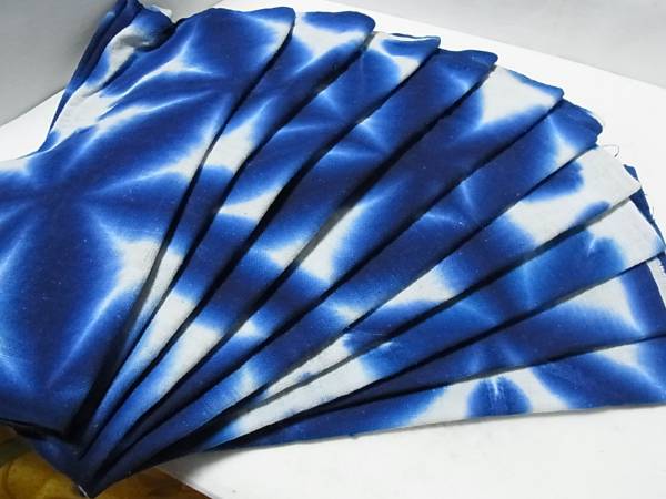 古布　雪花絞り　おむつ１０枚　おしめ　藍染め木綿リメイク