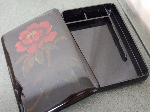 山本喜三郎商店 「八雲塗 文箱/硯箱」 牡丹模様 未使用品(硯箱、文箱