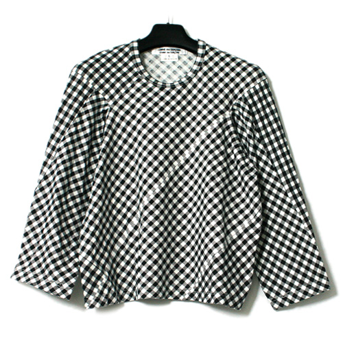 コムコムデギャルソンチェック柄立体ドルマンスリーブカットソー