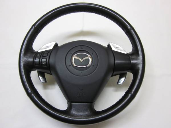 Q RX8 RX-8 RXー8 SE3P 純正革ステアリングハンドル エアバック