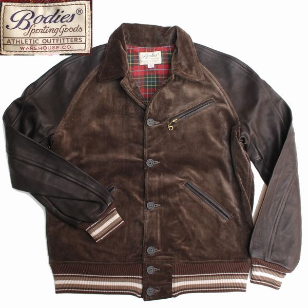 [yk]未使用ウエアハウスBodies袖革スタジャン羊革36定価60900円