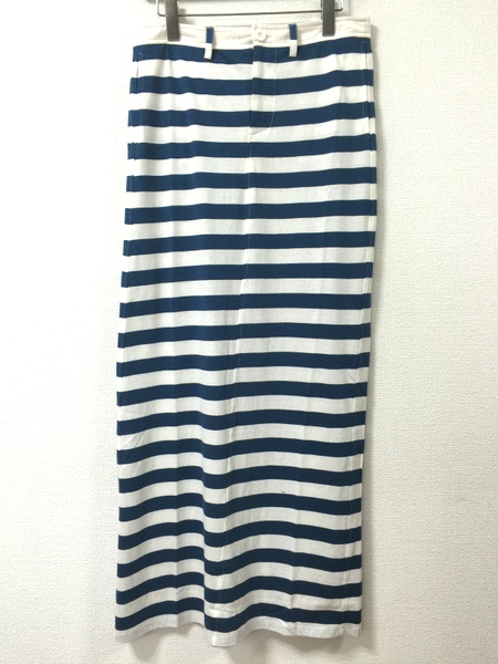 新品DIESELディーゼルボーダー柄ロングスカートSコットンブルー