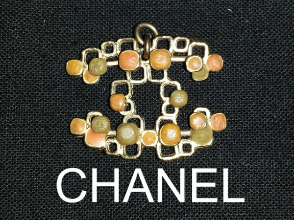 CHANELシャネル 石付 ココマーク ネックレストップ CCマーク 