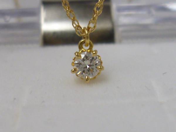 K18 シンプル ダイヤモンド 0.10ct ペンダントネックレス 1.3g
