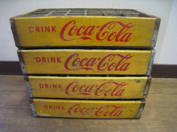 ▲28 コカコーラ 木製ケース 4個 まとめて 昭和レトロ 【1・25