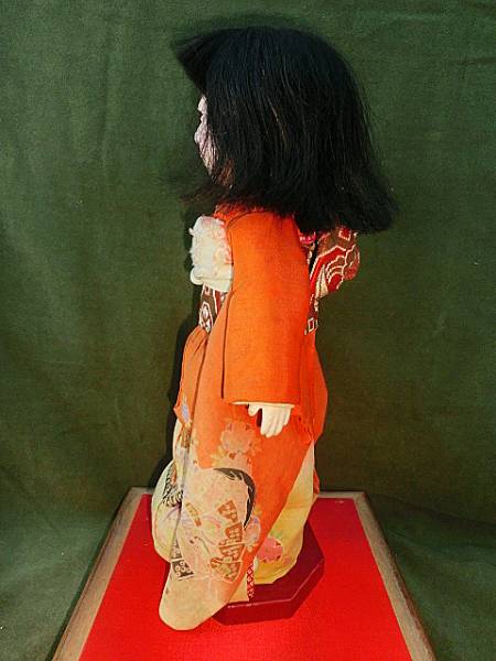 市松人形　人形師　伊藤直島作　昭和レトロ　抱き人形　吹子付き　ガラス眼　人毛 アンティーク 古い市松人形 人形師 伊藤直良 女の子 人毛(市松人形