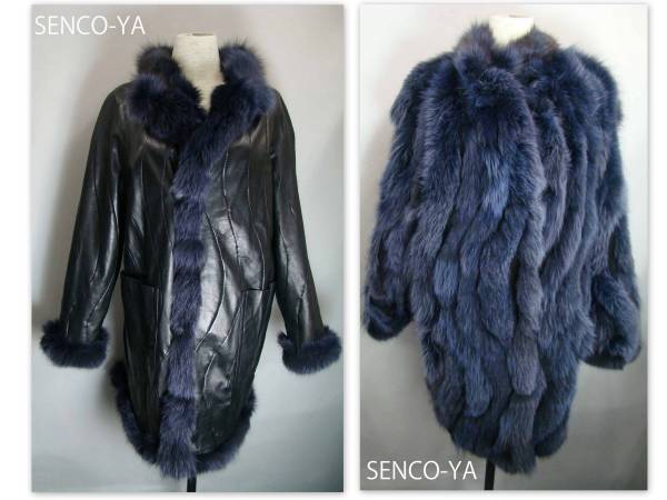 毛皮コート　レザージャケット　リバーシブル　日本製　紫　F
