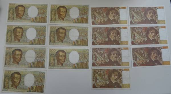 フランス紙幣 2，100フラン 200F×7枚 100F×7枚 #4614