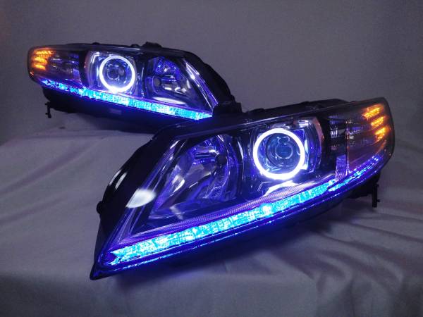 美品 CRZ CR-Z イカリング ブルーライン HID ヘッドライト 左右(ヘッド