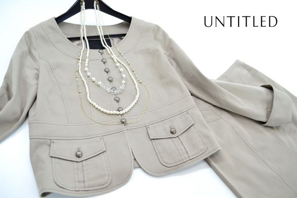 ◆美品◆アンタイトルノーカラージャケットスカートスーツ 春