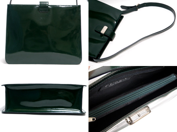 FURLA フルラ セミショルダーバッグ エナメル 緑