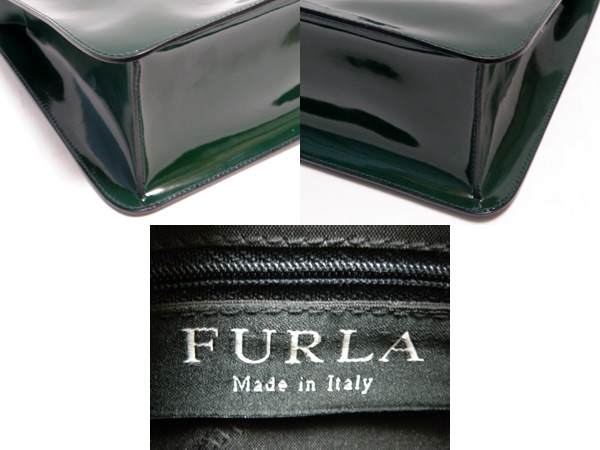 FURLA フルラ セミショルダーバッグ エナメル 緑