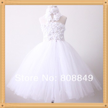 送料無料★真っ白のお花が可愛いドレス【110㎝4T 】結婚式