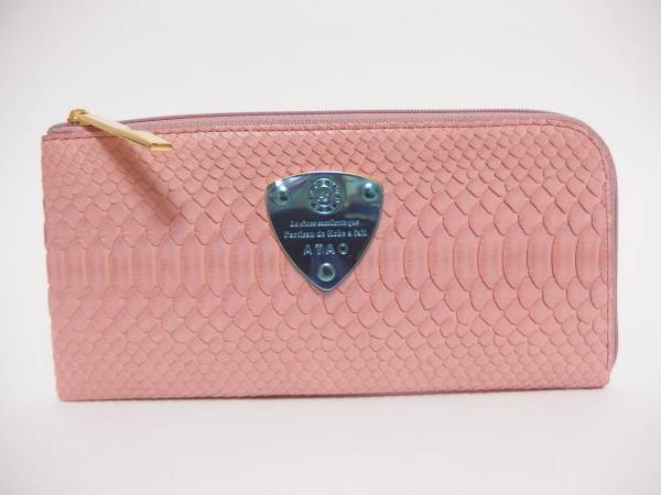 未使用★ATAO アタオ 長財布★リモ★本革パイソン ピンク系