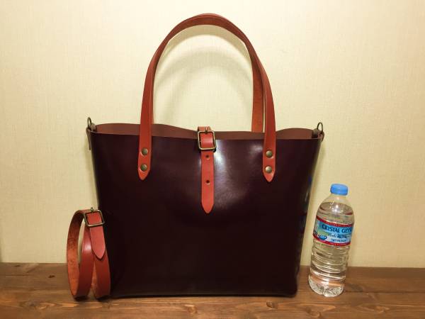 こだわり 2WAY 上質 レザー トート ショルダー 赤茶 肉厚 ！！