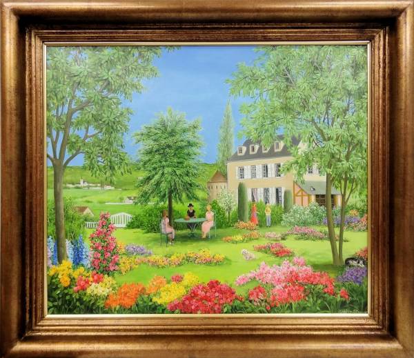 【fu】仏国素朴派 ソフィー・ストロブ 油彩 「庭」 ためなが取扱