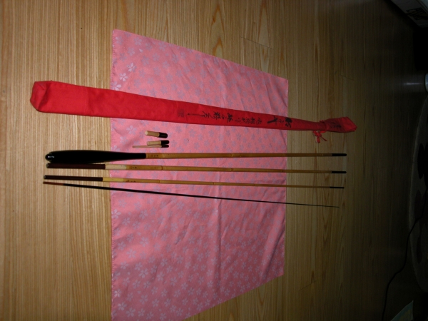 影舟　飛翔特別作　11.5尺印籠４継ぎ3本仕舞い総芽無し総高野竹