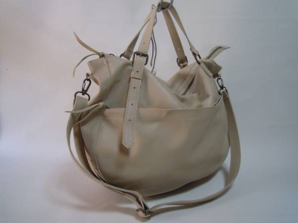 オリジナル　ハンドメイド　レザー2wayトート　グレージュ