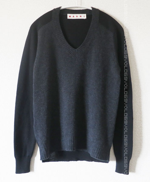 マルニMARNIバイカラー パネル Vネック ウール ニット トップス