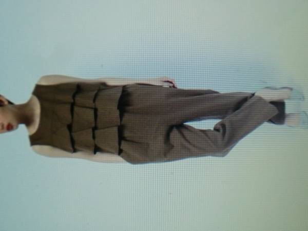 Dot&Stripes☆綿麻フリルオールインワン☆ブラウン☆AMBIDEX