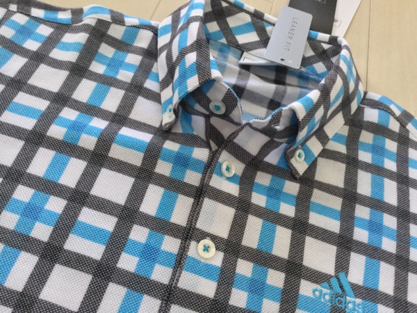◆新品◆adidas GOLFチェック柄 DRY 半袖ボタンダウンシャツ/M