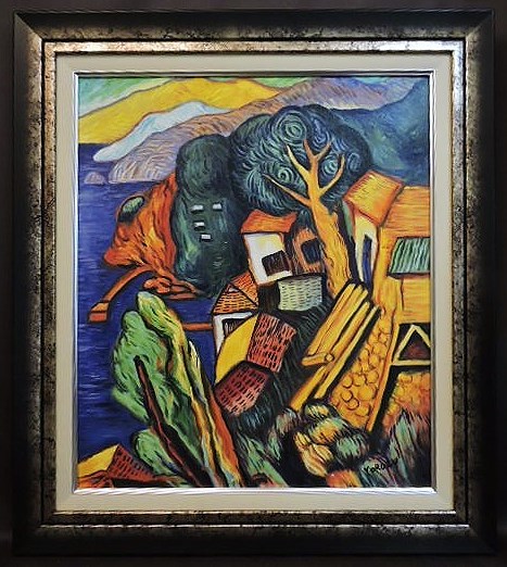 萬 鉄五郎、風景、希少画集画、新品額装付 □ 萬鉄五郎 □ 海辺に立つ家 □ 油彩画・10号(自然、風景画)｜売買