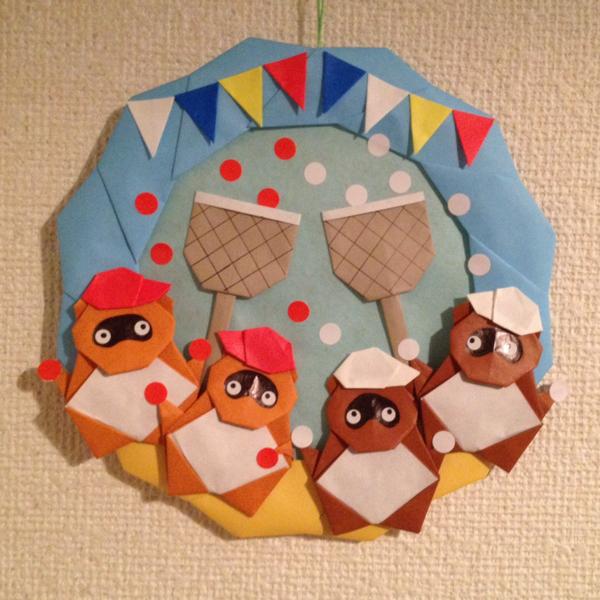 折り紙リース たぬきの玉入れ ハンドメイド 秋 運動会 壁面飾りの質問一覧
