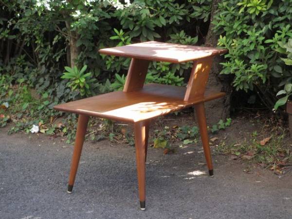 即決！ タモ無垢材 木製サイドテーブル ヴィンテージ