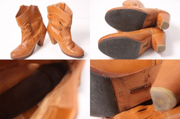 15SS DIESEL イタリアンカーフ ヒール ウエスタン ブーツ 38 B28