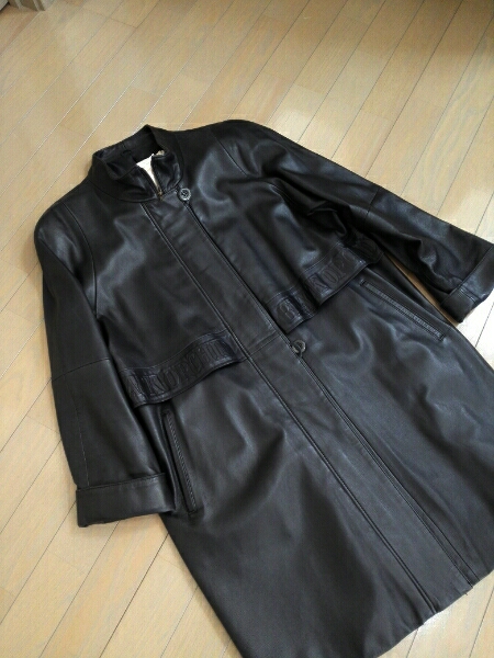 高級美品◆ラムコートBLACK ORCHID◆レディースコート◆革コート