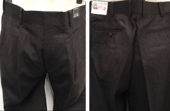 *W79秋冬濃茶ミニヘリSUPER100'毛100％楽々ウエストワンタック