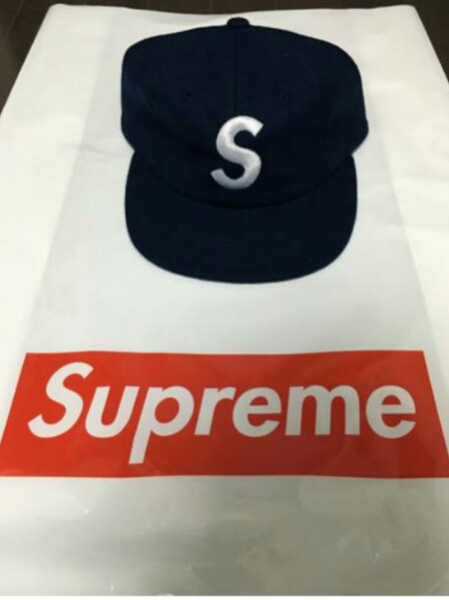 supreme wool s logo 6 panel cap black 黒 キャップ 15aw