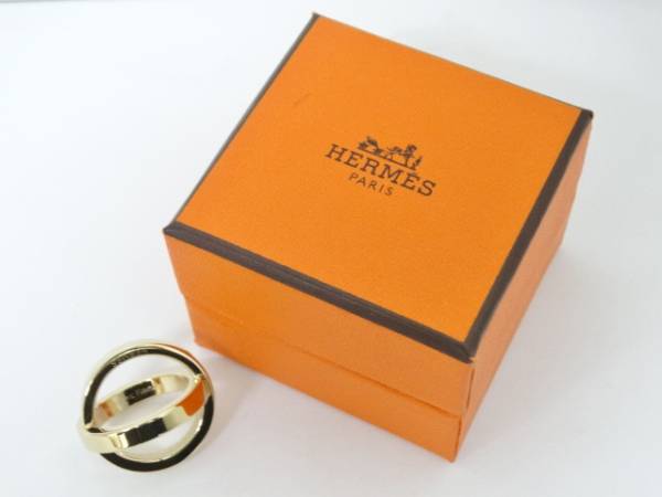 ◇ エルメス スカーフリング ◇ HERMES ゴールドカラー 外箱付 【公式