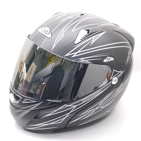 中古　MHR バイクヘルメットXL　　DION DESIGN MHR DION DESIGN DOT バイク用 ヘルメット 黒銀 L 中古 ジャンク(L