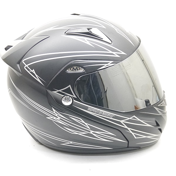 MHR DION DESIGN DOT バイク用 ヘルメット 黒銀 L 中古 ジャンク(L