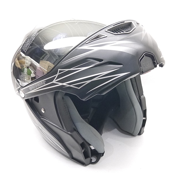 中古　MHR バイクヘルメットXL　　DION DESIGN MHR DION DESIGN DOT バイク用 ヘルメット 黒銀 L 中古 ジャンク(L