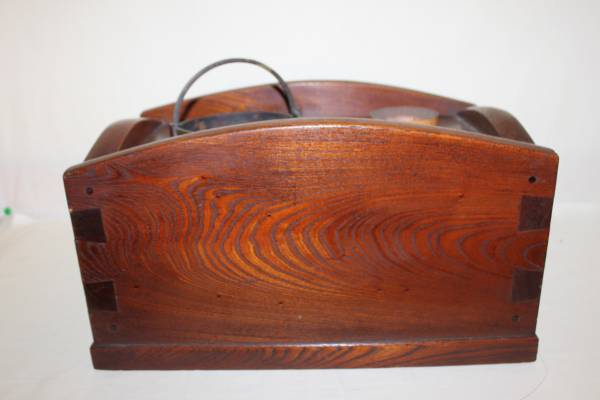◆昭和初期 総欅指物造 唐銅火入れ 長火鉢 煙草盆