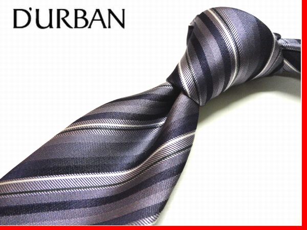 ★ダーバンD'URBAN 正規新品 絹シルク100%ストライプネクタイ*紫