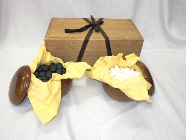日向特製 本蛤碁石 28号 那智黒石セット高級碁石 美品送料無料