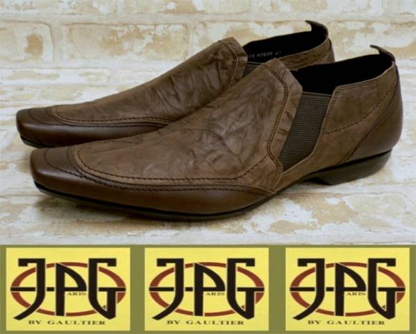 ★ゴルチエ専門★新品★シワ入本革〓お洒落な Slip-on★DB★27★