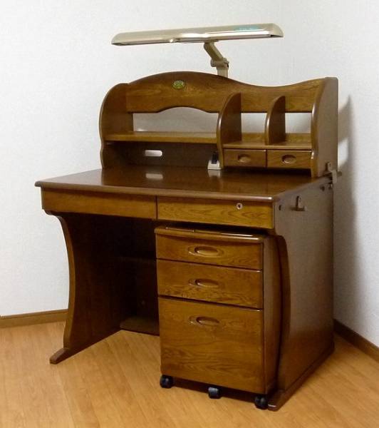 送料無料 限定特価 ヒカリ ナラ無垢仕様 学習机 BR マット付