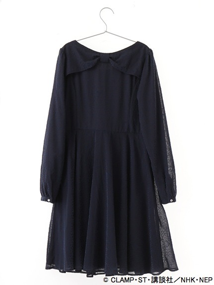 earth×カードキャプターさくら さくら柄ワンピース　ネイビーM_2