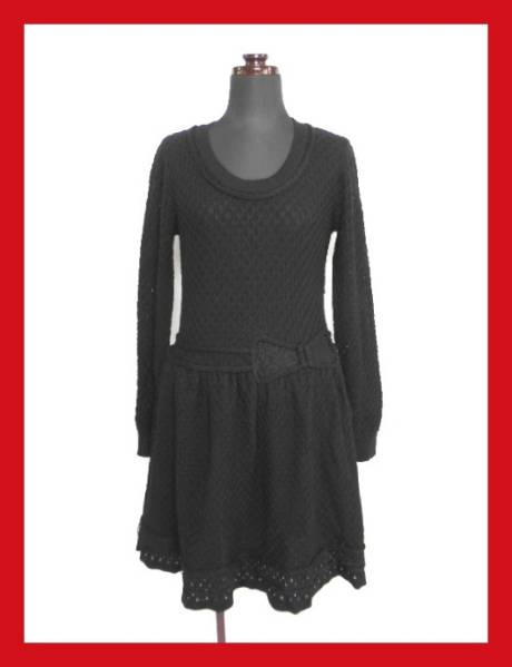 レッド ヴァレンティノ ウール 透かし模様編みニットワンピース ニット