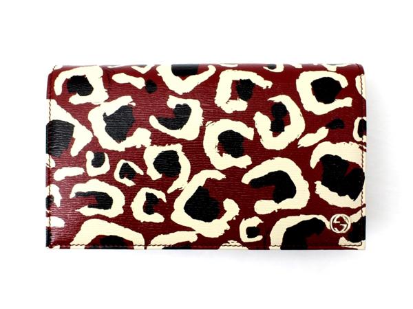 14万新品◆グッチ◆GUCCI 赤系アニマル柄チェーンクラッチバッグ