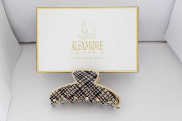 アレクサンドルドゥパリ◆クリップ　ベージュ×ブラック　8.5cm