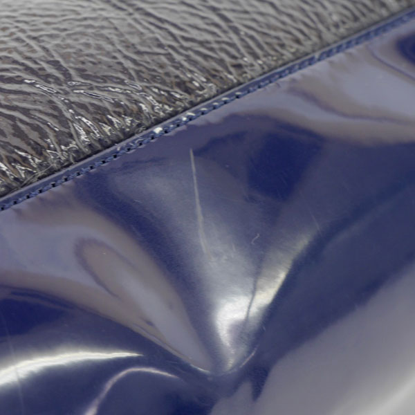 1円美品[トリーバーチ] ムートン×エナメル トート バッグ 紺