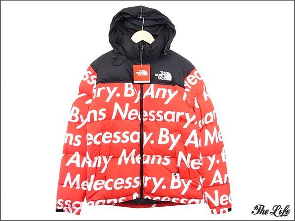 【1円~】15AW Supreme×THE NORTH FACE Nuptse Jacket S/赤黒